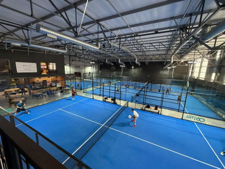 Players on the indoor courts beside the café at PadelX Somerset West