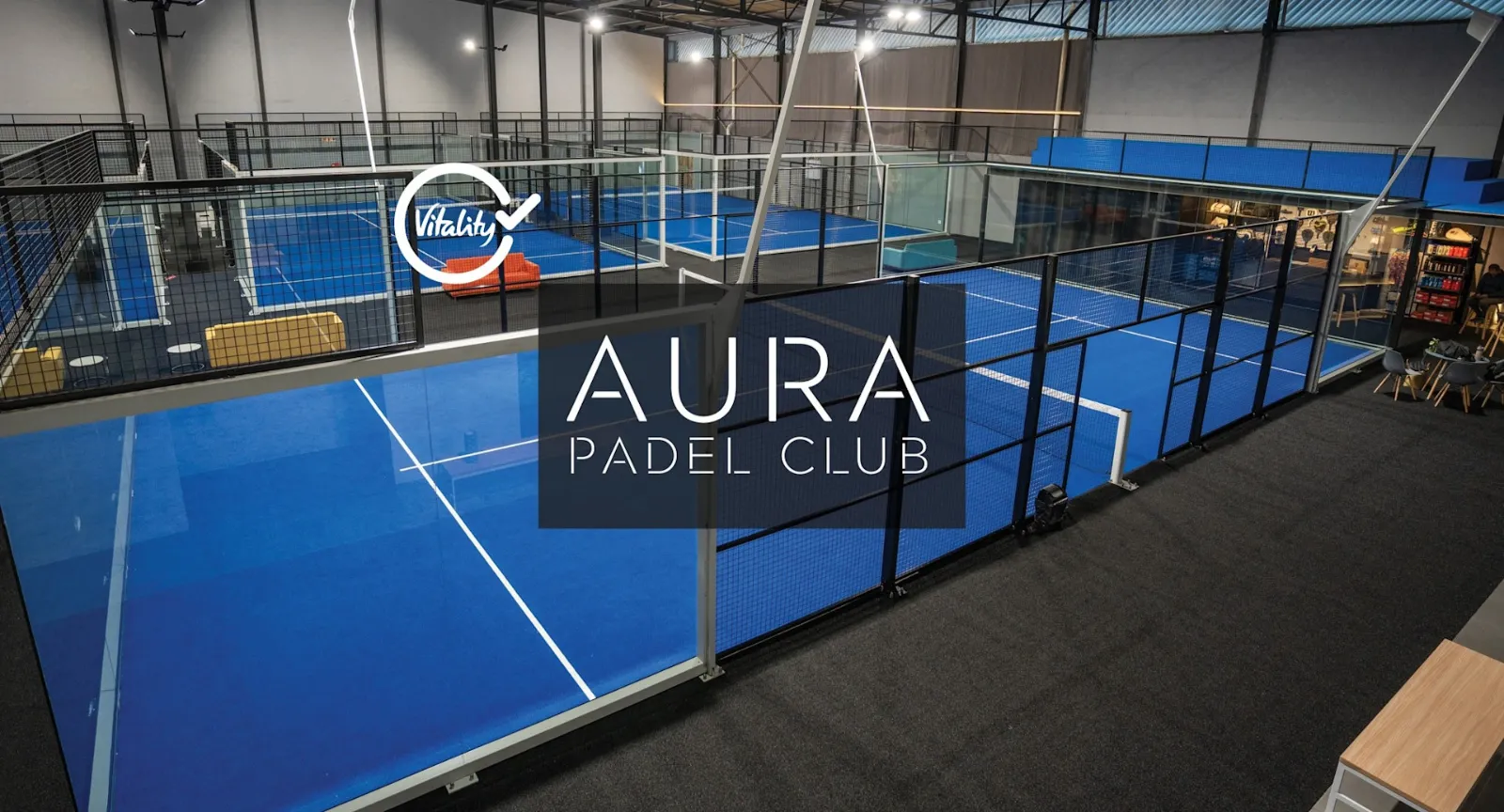 Overview of the indoor courts at Aura Padel Club in Montague Gardens